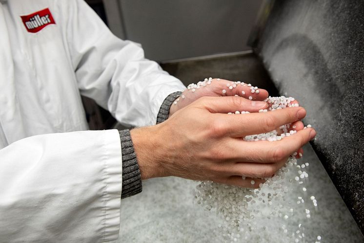 Up to 40% of Müller’s rHDPE fresh milk bottles can be made from recycled material