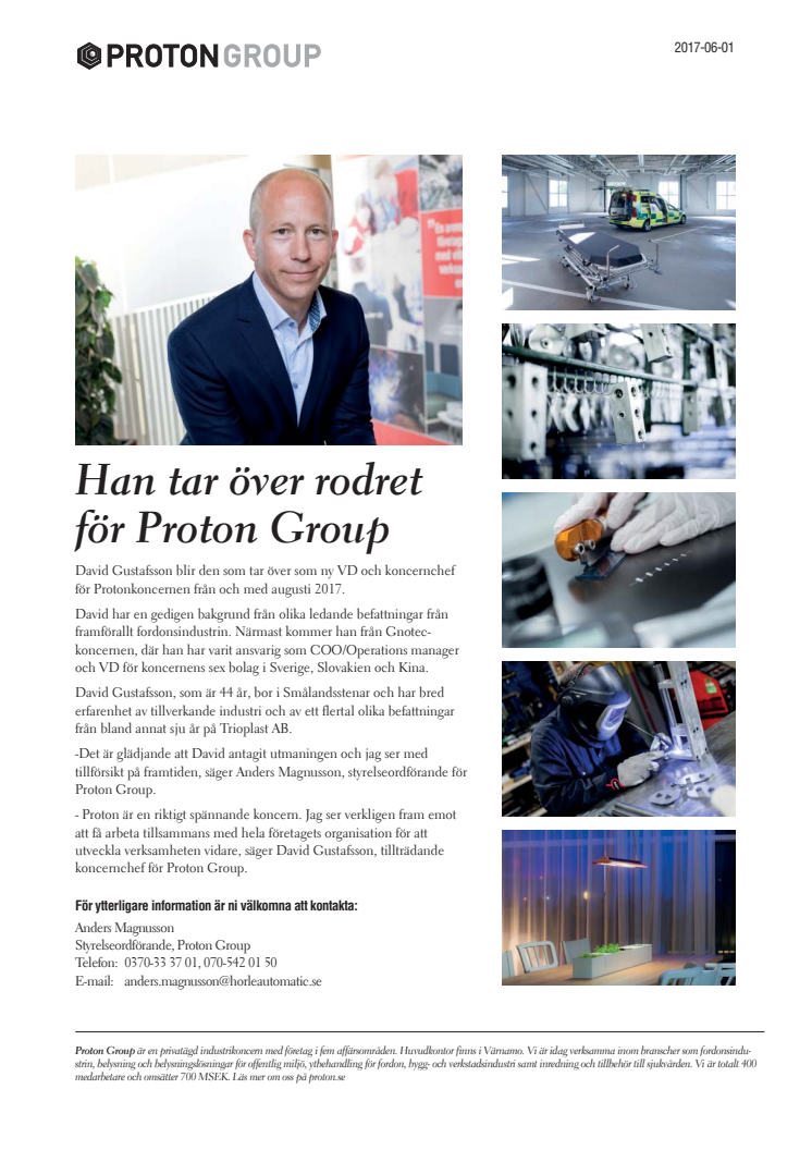 Han tar över rodret för Proton Group