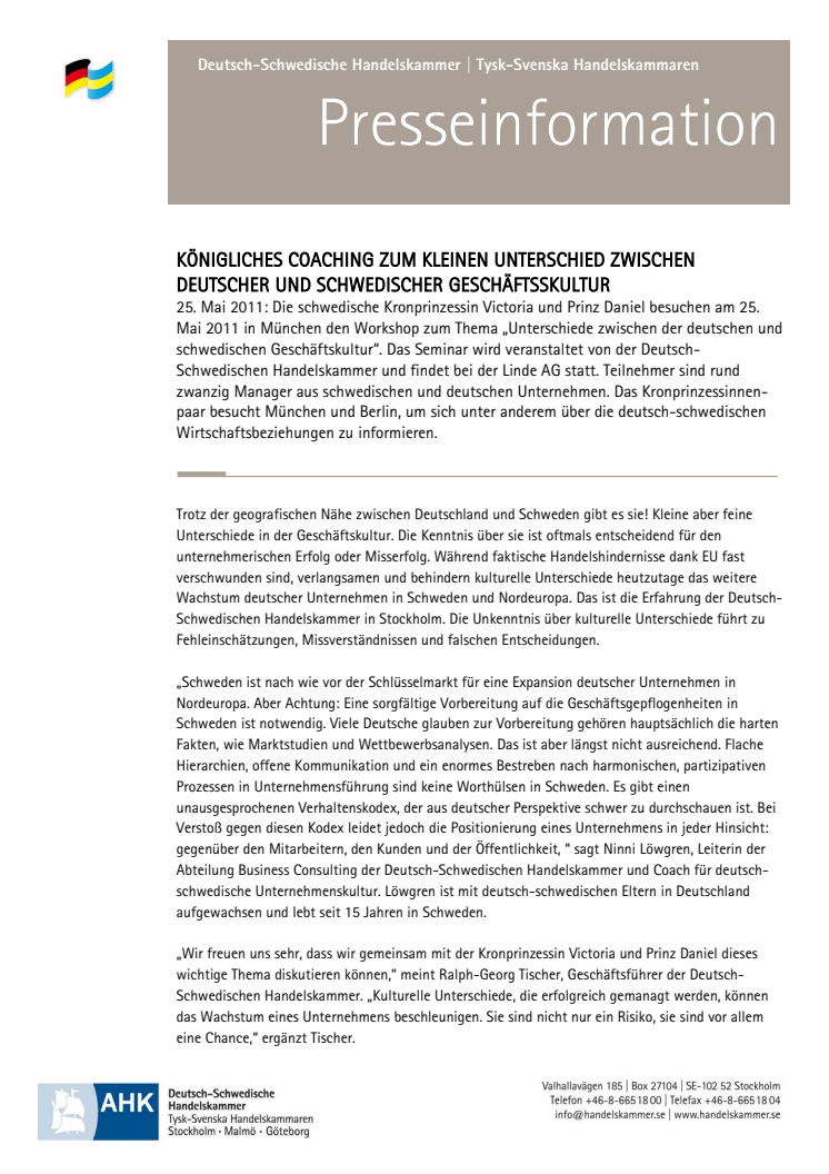 Kronprinzessin erhält Unterricht in deutscher Geschäftskultur