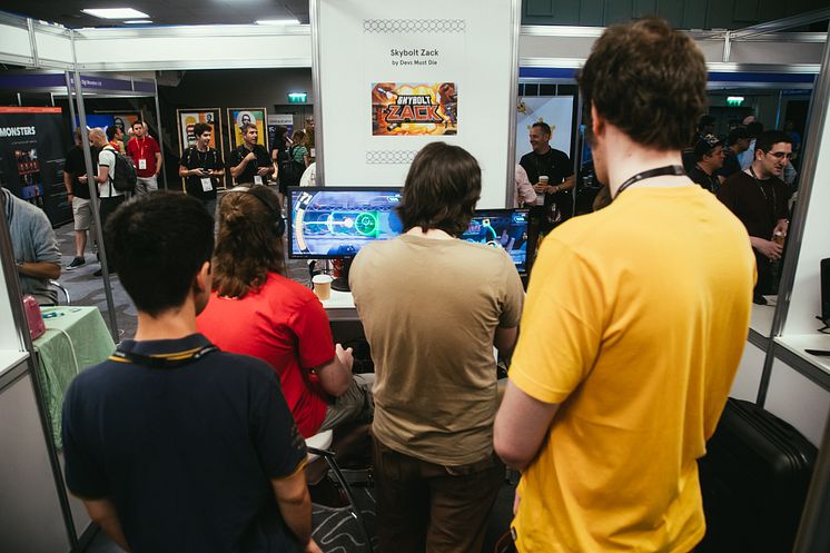 Attendees playing Skybolt Zack at the Develop:Brighton expo
