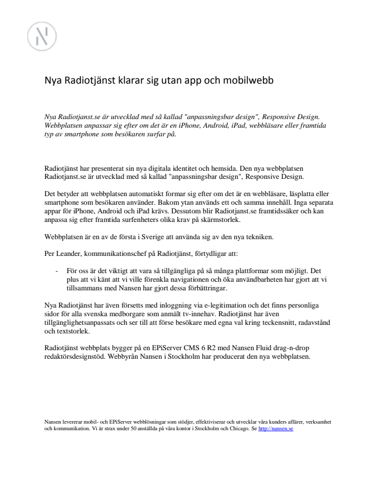Nya Radiotjänst klarar sig utan app och mobilwebb