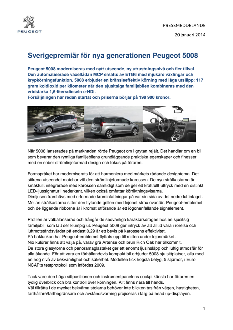 Sverigepremiär för nya generationen Peugeot 5008