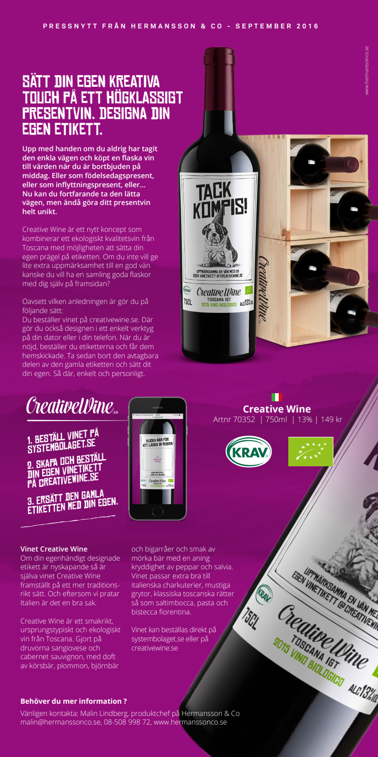 Skapa din egen vinetikett på creativewine.se