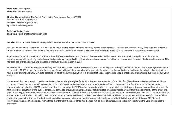 19-014-RO Flooding Nepal Alert Decision Note