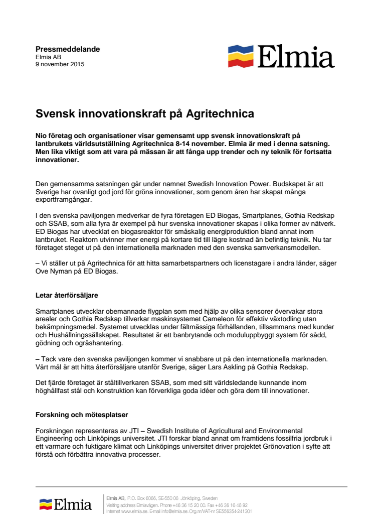 Svensk innovationskraft på Agritechnica