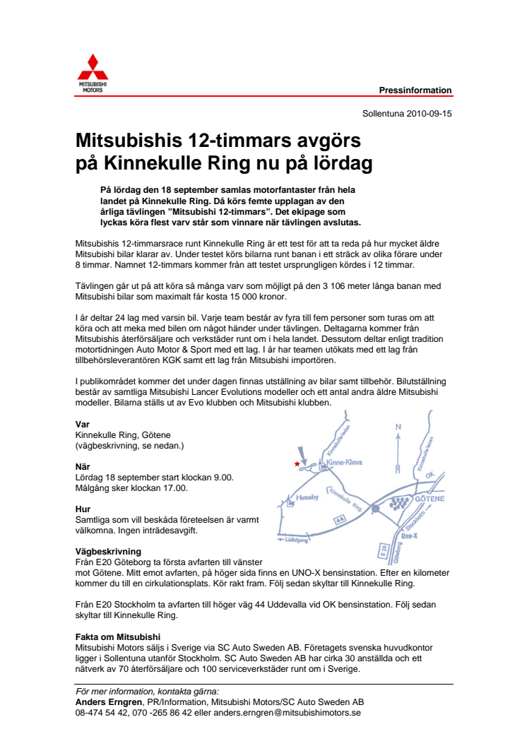 Mitsubishis 12-timmars avgörs på Kinnekulle Ring nu på lördag