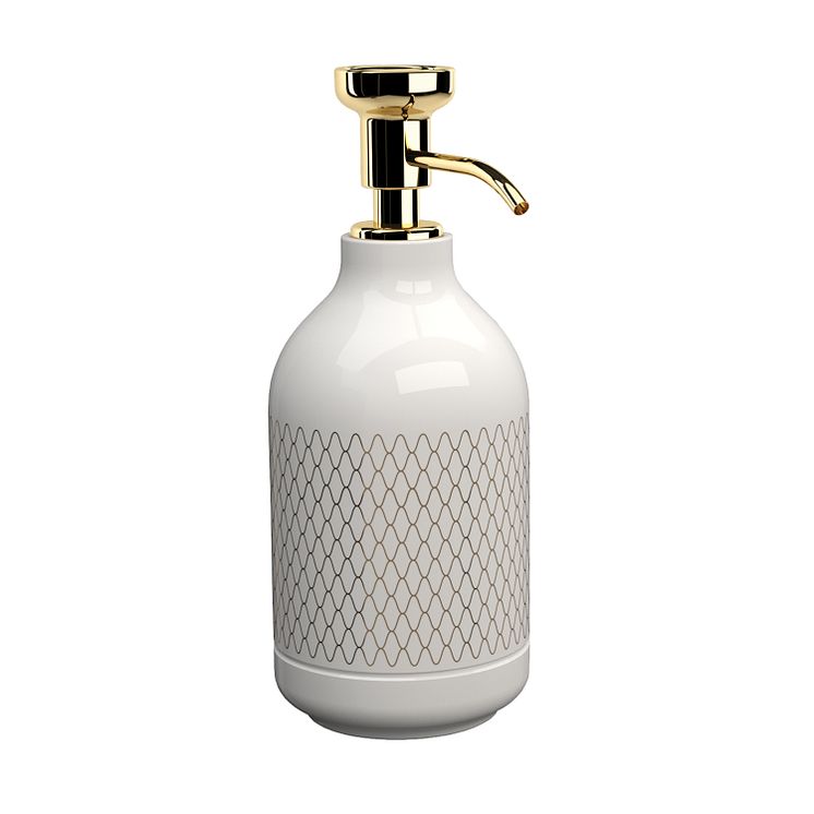 Pomd`or_x_Rosenthal_Equilibrium_Free_standing_soap_dispenser_white_Netting_Gold