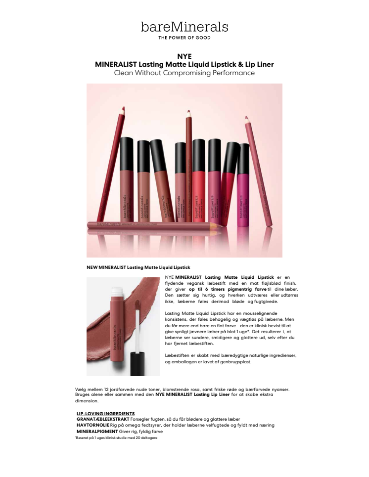BareMinerals Mineralist Matte Liquid Lipstick  Lipliner Press release DK.pdf