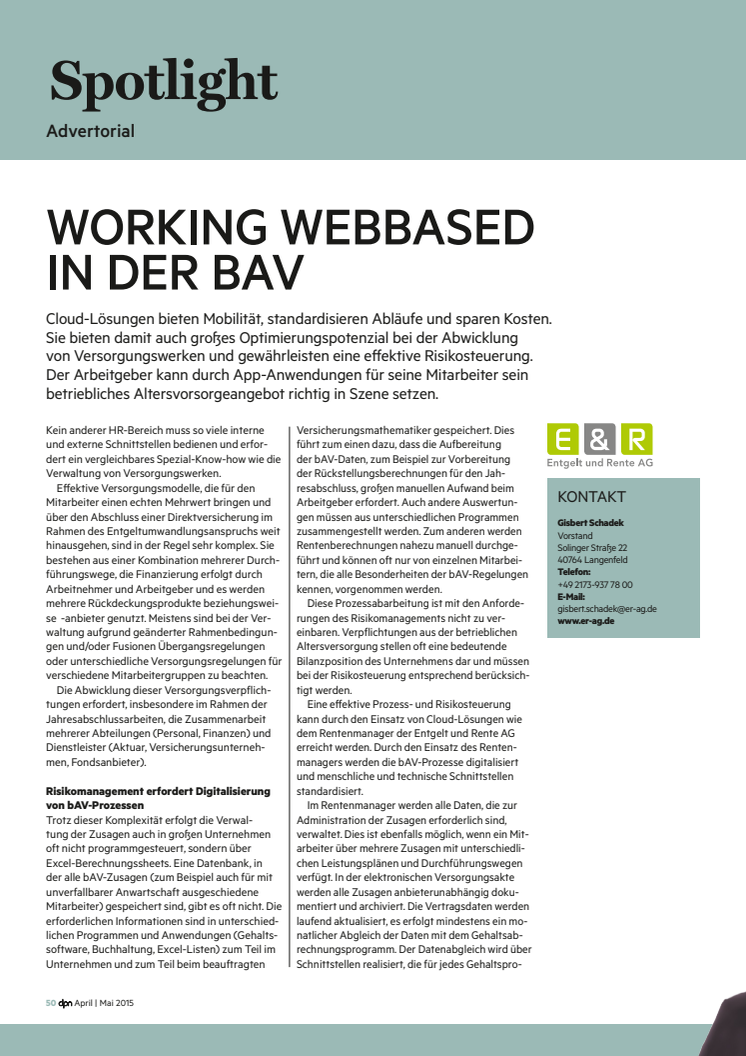 Working webbased in der bAV