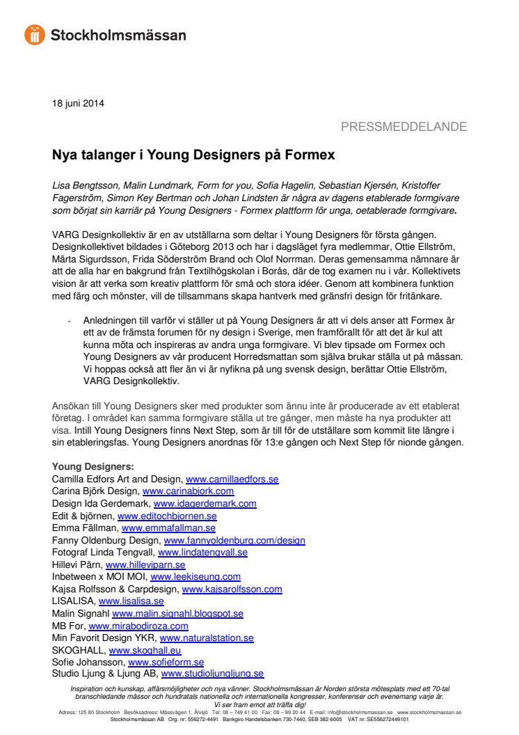 Nya talanger i Young Designers på Formex