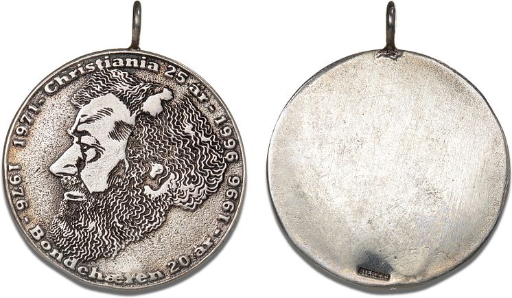 Fristaden Christiania, erindringsmedalje 1996, Thorkild Weiss Madsen. Medalje i Ag, 32 mm, 14,53 g, m. øsken og med STERLING indslået på revers, Sieg 10.1