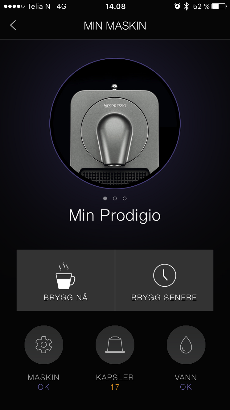 Med Nespresso-appen kan du styre kaffemaskinen Prodigio