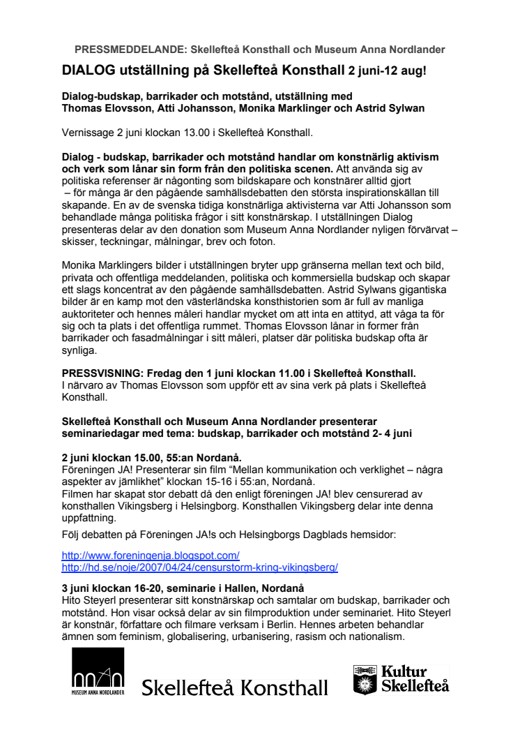 Skellefteå Konsthall och Museum Anna Nordlander