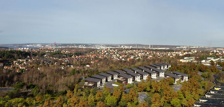 Kastmyntsgatan Högsbohöjd nybyggda hus inskissade in sin miljö
