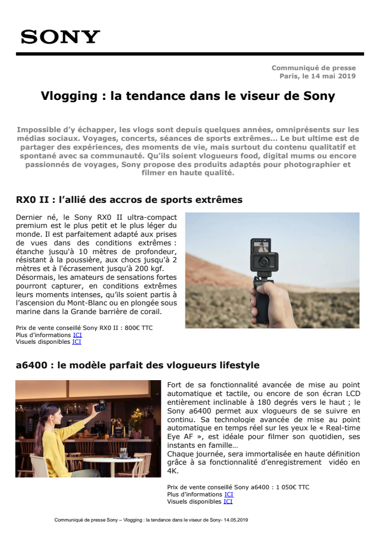  Vlogging : la tendance dans le viseur de Sony
