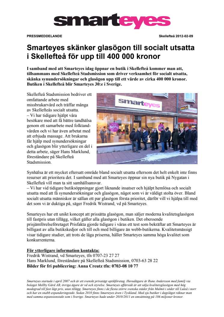 Ny butik: Smarteyes skänker glasögon till socialt utsatta i Skellefteå för upp till 400 000 kronor
