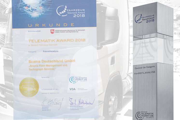 Telematik Award 2018 für Scania Fahrstilanalyse