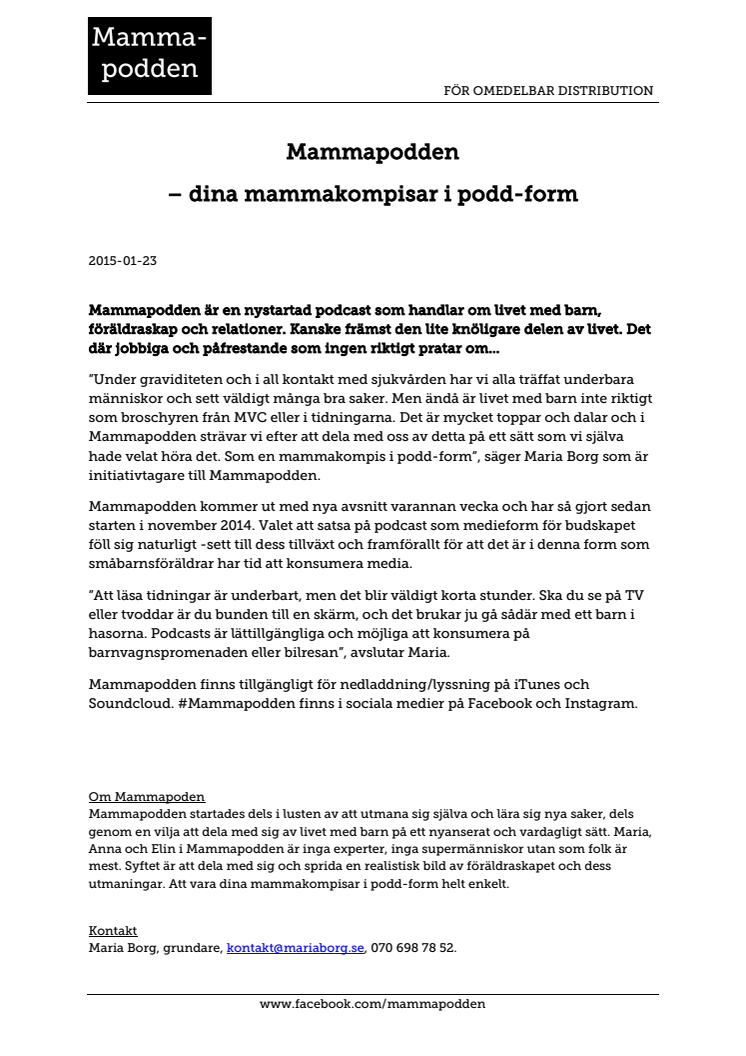 Mammapodden  – dina mammakompisar i podd-form