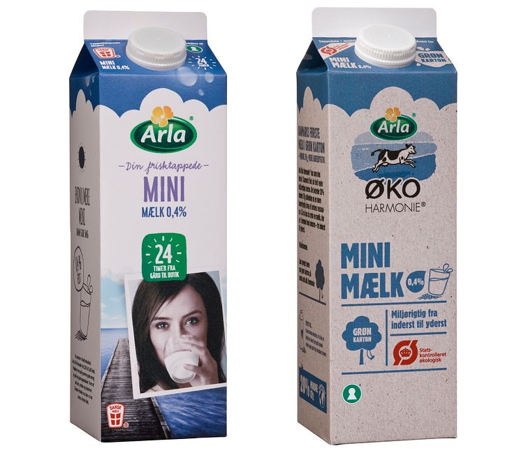 Arla 24 og Harmonie Minimælk med 0,4 % fedt