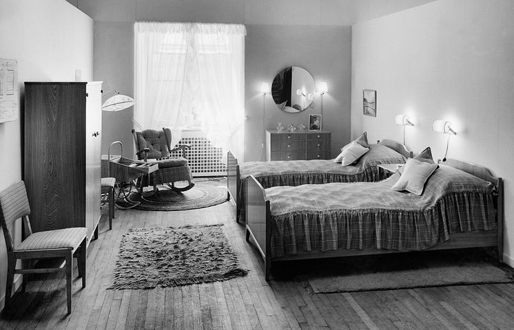 Sovrumsinteriör, 1942. Foto Erik Holmén, © Nordiska museet.