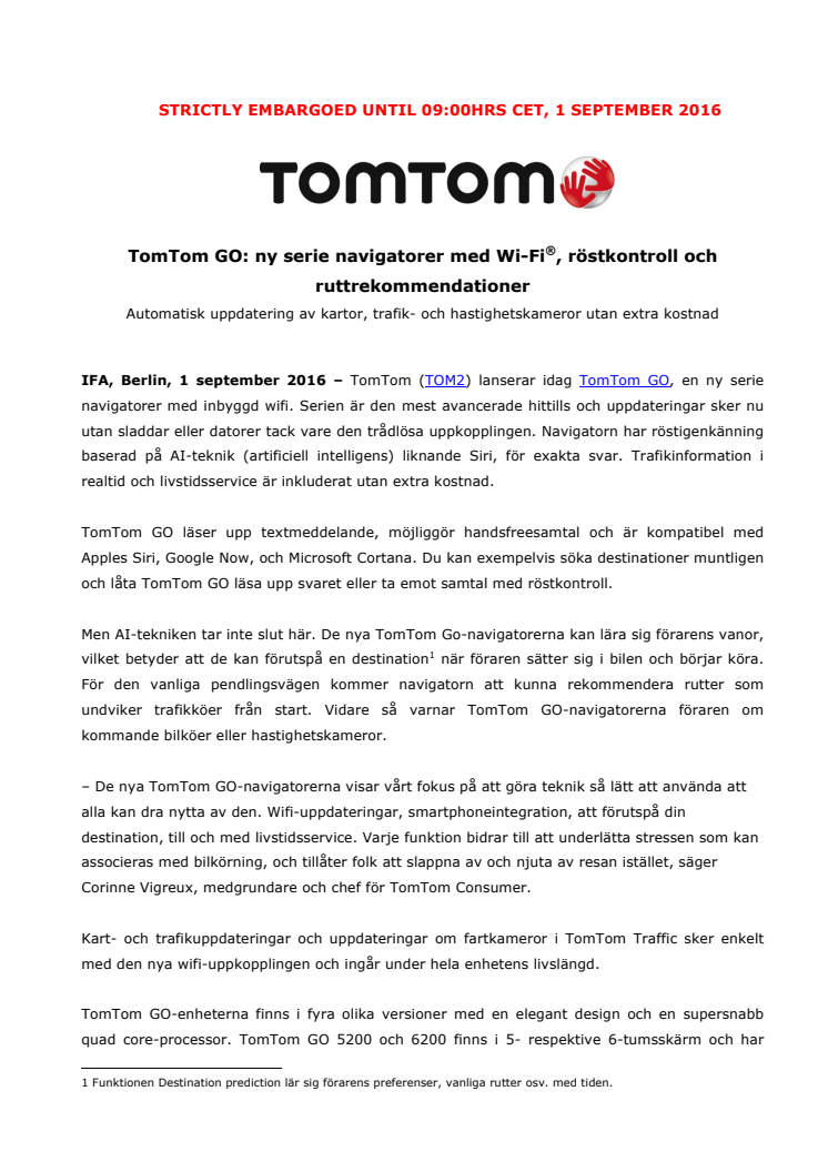 TomTom GO: ny serie navigatorer med wifi, röstkontroll och ruttrekommendationer  