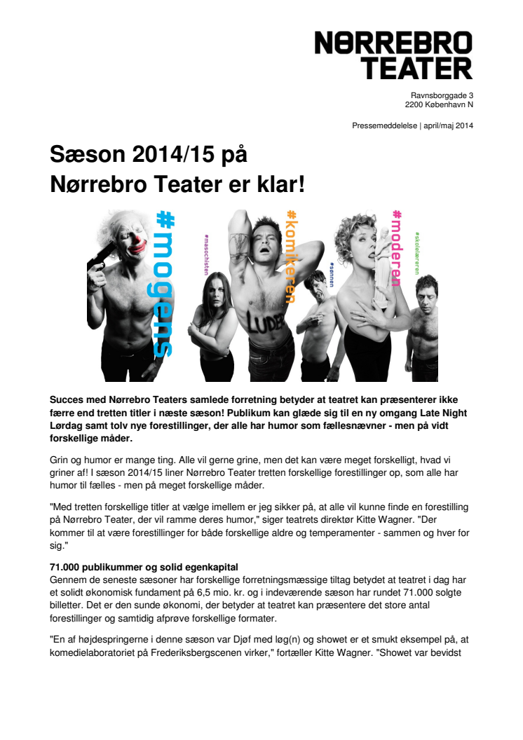 Sæson 2014/15 på Nørrebro Teater er klar!