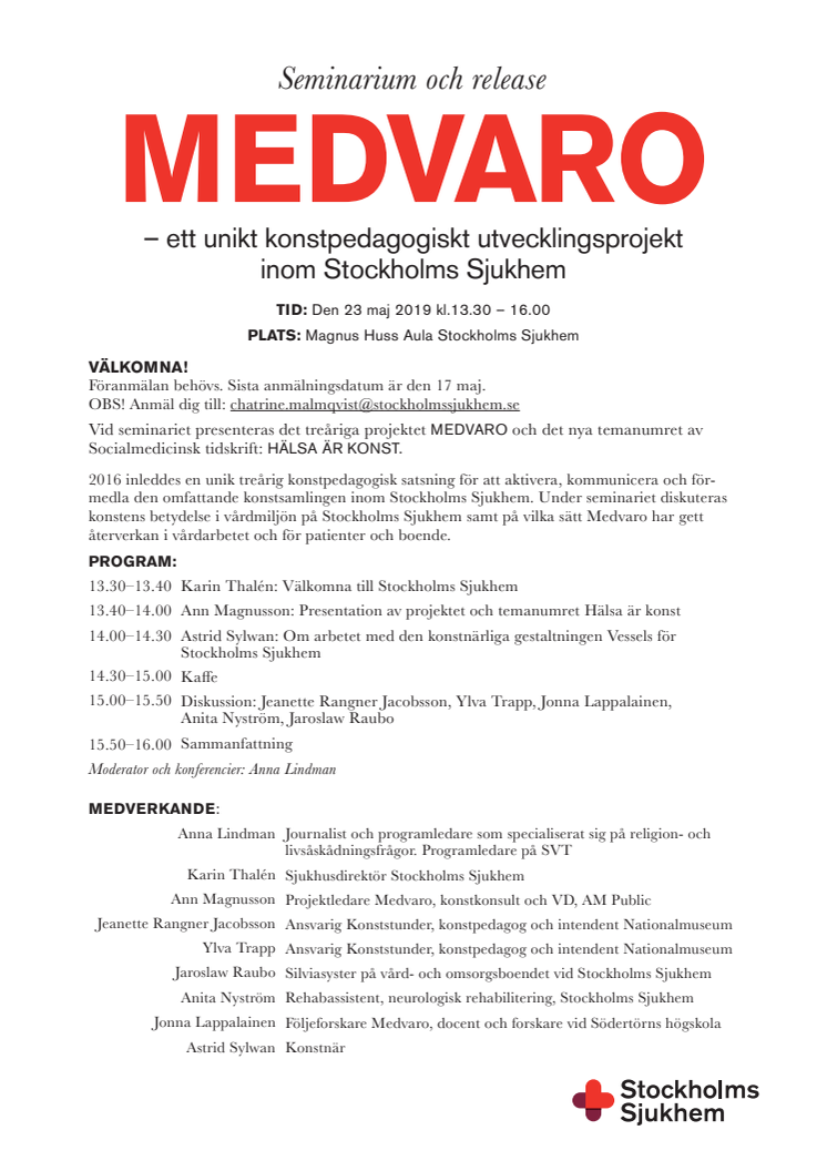 MEDVARO - inbjudan till seminarium 2019-05-23