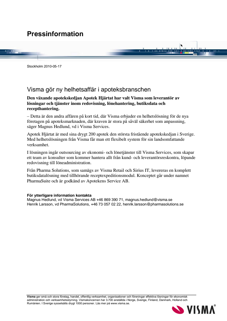 Visma gör ny helhetsaffär i apoteksbranschen