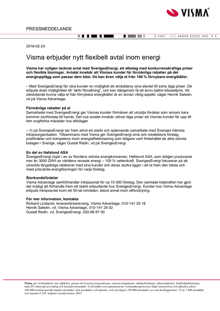 ​Visma erbjuder nytt flexibelt avtal inom energi