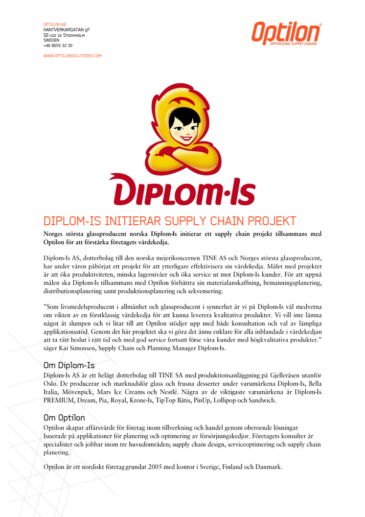 Diplom-Is initierar supply chain projekt