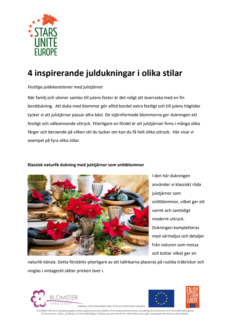 4 inspirerande juldukningar i olika stilar