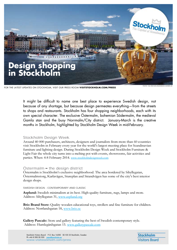 Facts: Design shopping in Stockholm