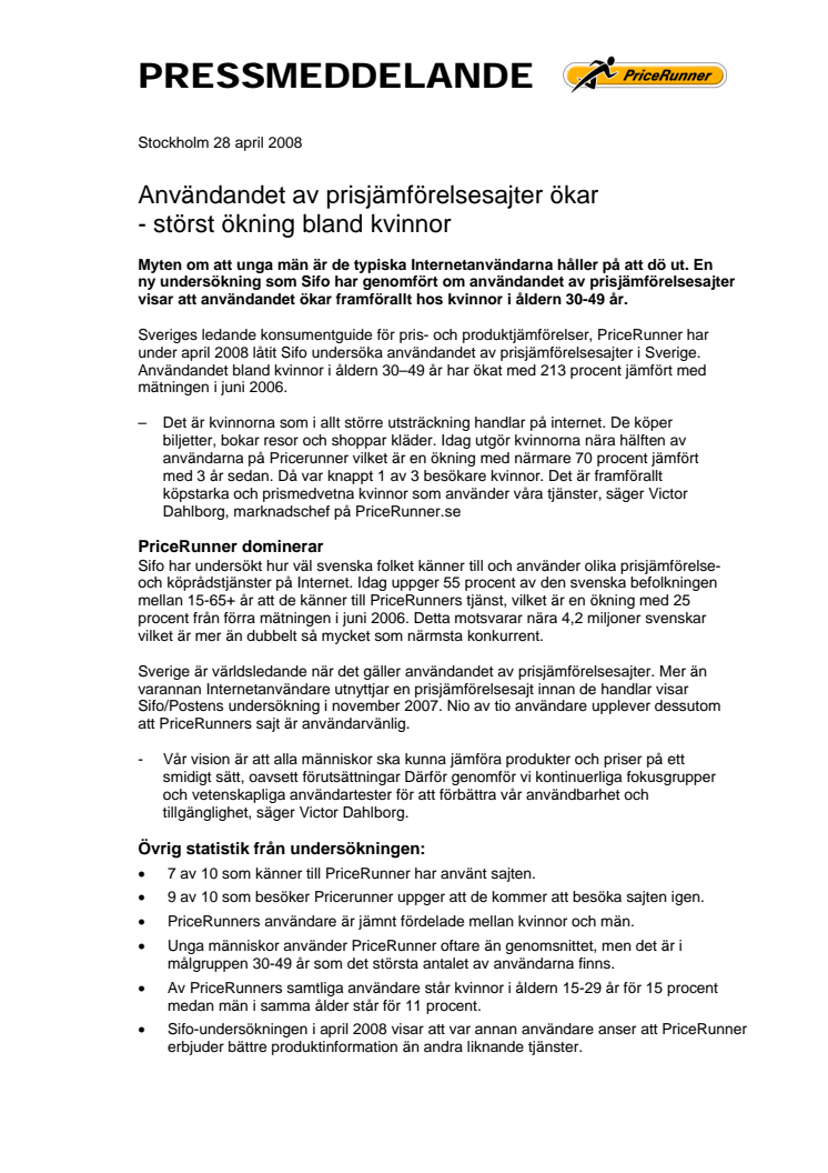 Användandet av prisjämförelsesajter ökar - störst ökning bland kvinnor 