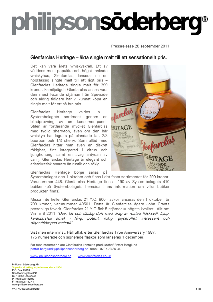 Glenfarclas Heritage – äkta single malt till ett sensationellt pris.