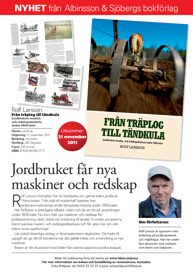 Ny bok från Albinsson & Sjöberg: Från träplog till tändkula