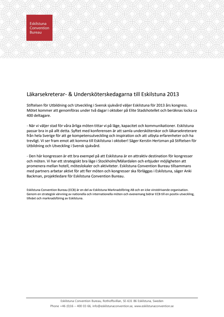 Läkarsekreterar- & Undersköterskedagarna till Eskilstuna 2013