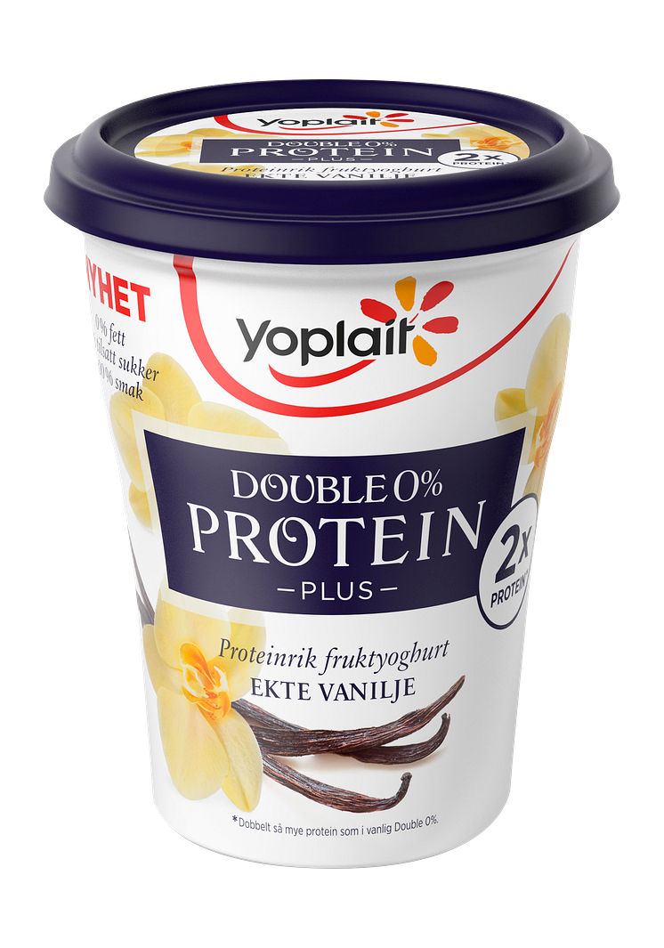 Yoplait Double 0% Protein Plus - storbeger med ekte vanilje