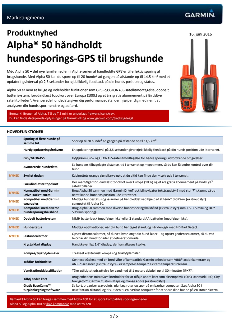 Alpha® 50 håndholdt  hundesporings-GPS til brugshunde