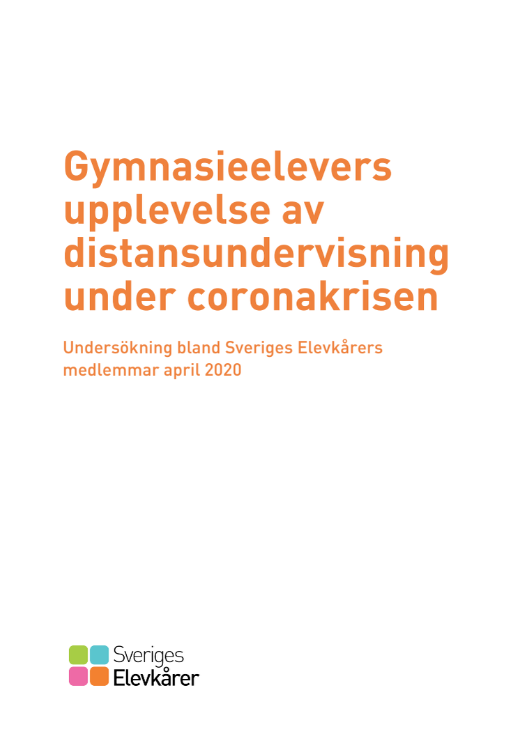 Gymnasieelevers upplevelse av distansundervisning under coronakrisen