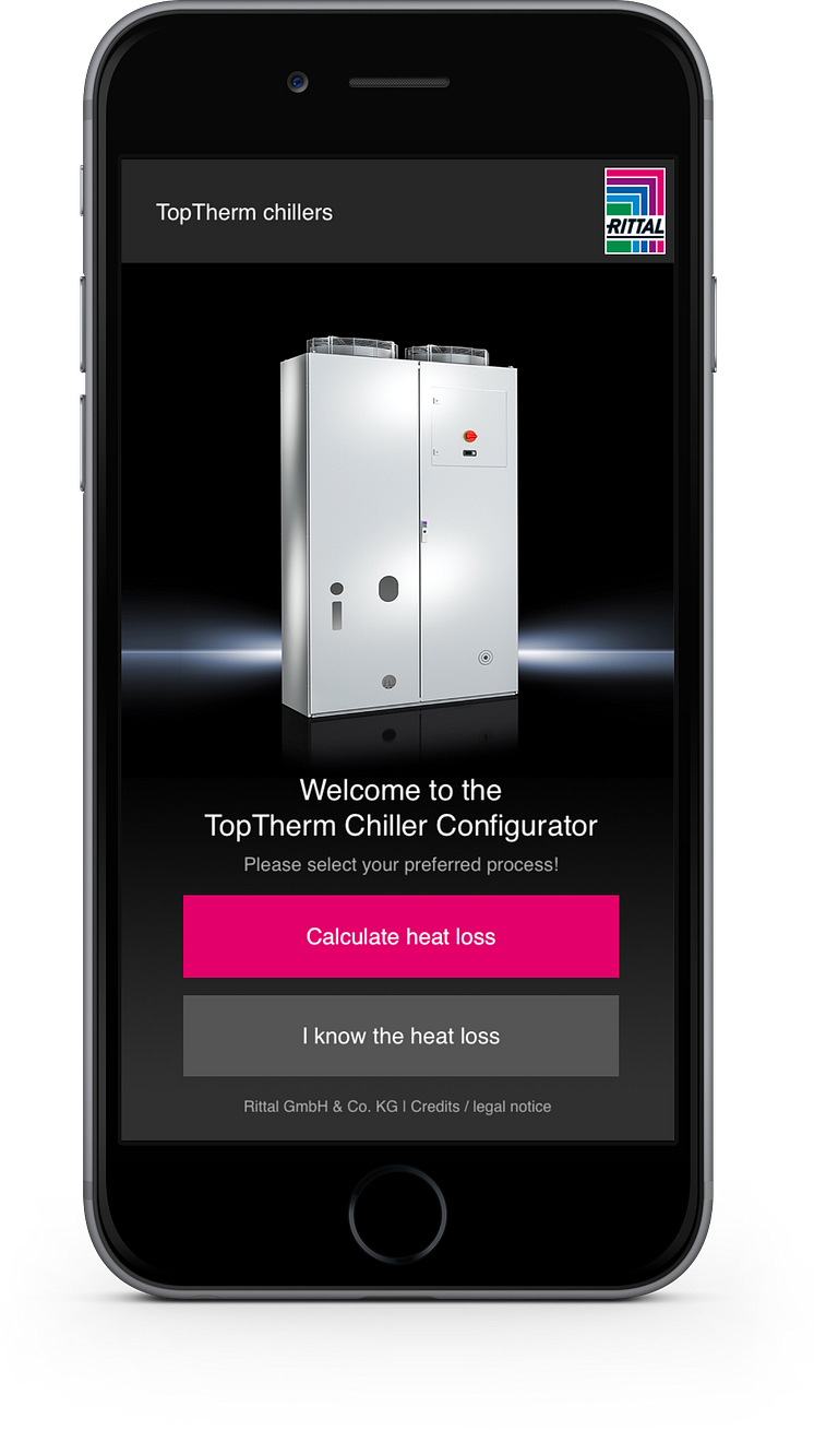 Rittals Chiller app väljer rätt kylaggregat