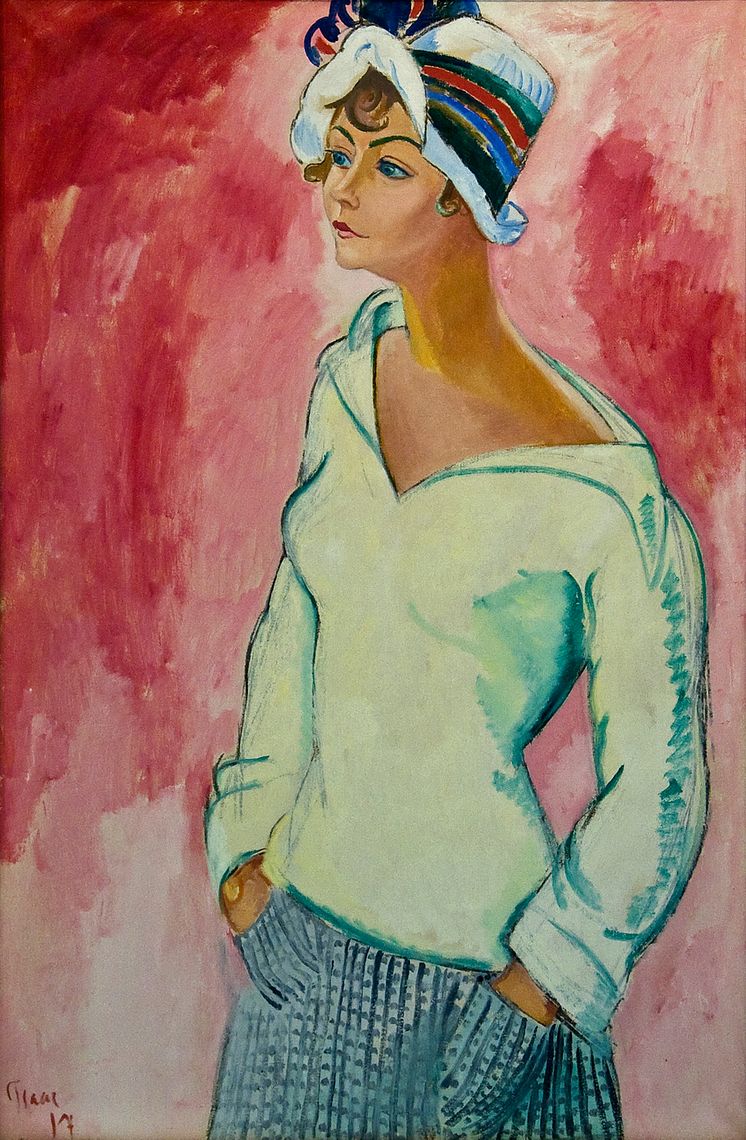 Isaac Grünewald, Nina i gul sweater, 1917. Olja på duk, 130,5 x 85 cm. 