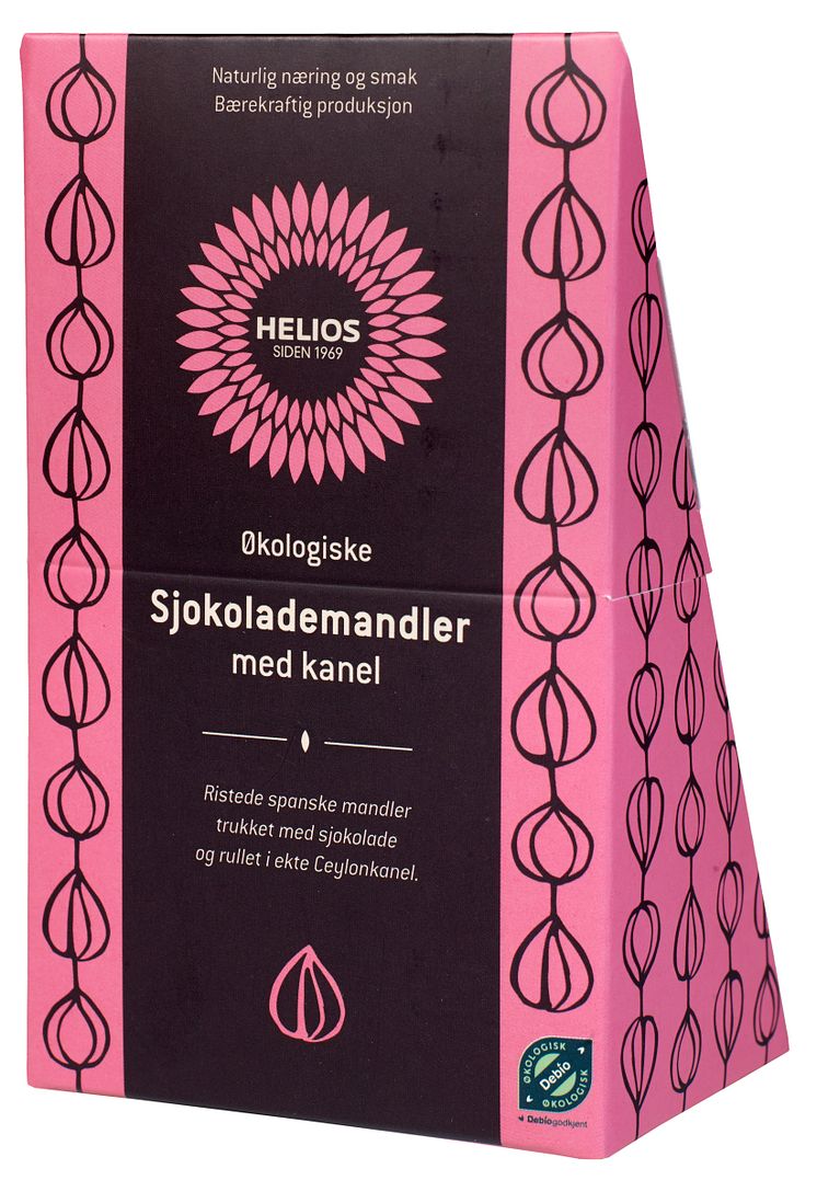 Helios sjokolademandler med kanel økologisk (skrå)