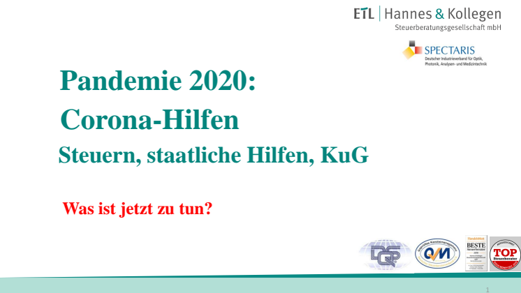 Pandemie 2020: Corona-Hilfen: Veranstaltung des Spectaris e. V.