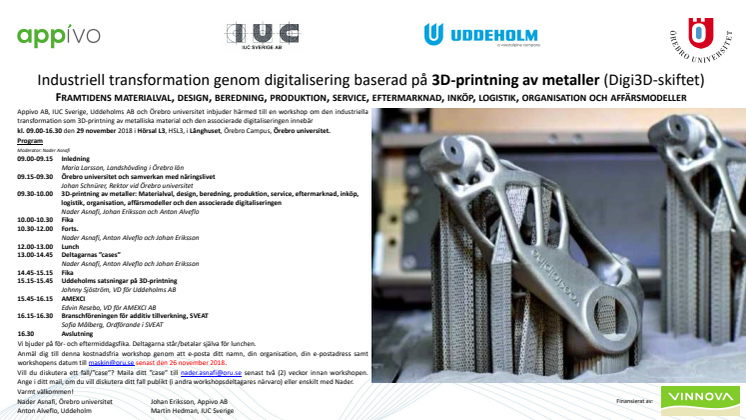 Industriell transformation genom digitalisering baserad på 3D-printing av metaller