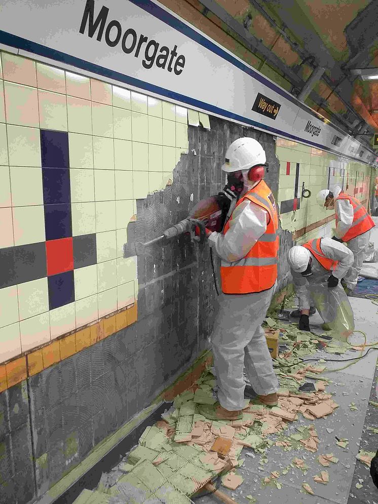 Tile stripping at Moorgate
