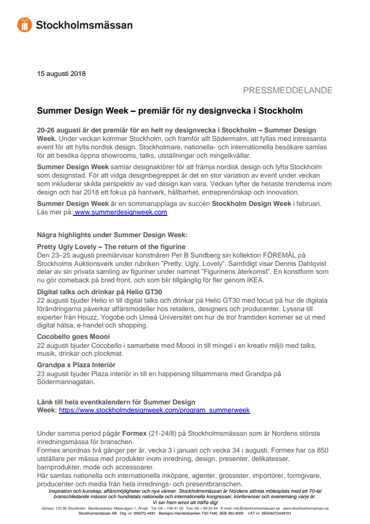 Summer Design Week – premiär för ny designvecka i Stockholm