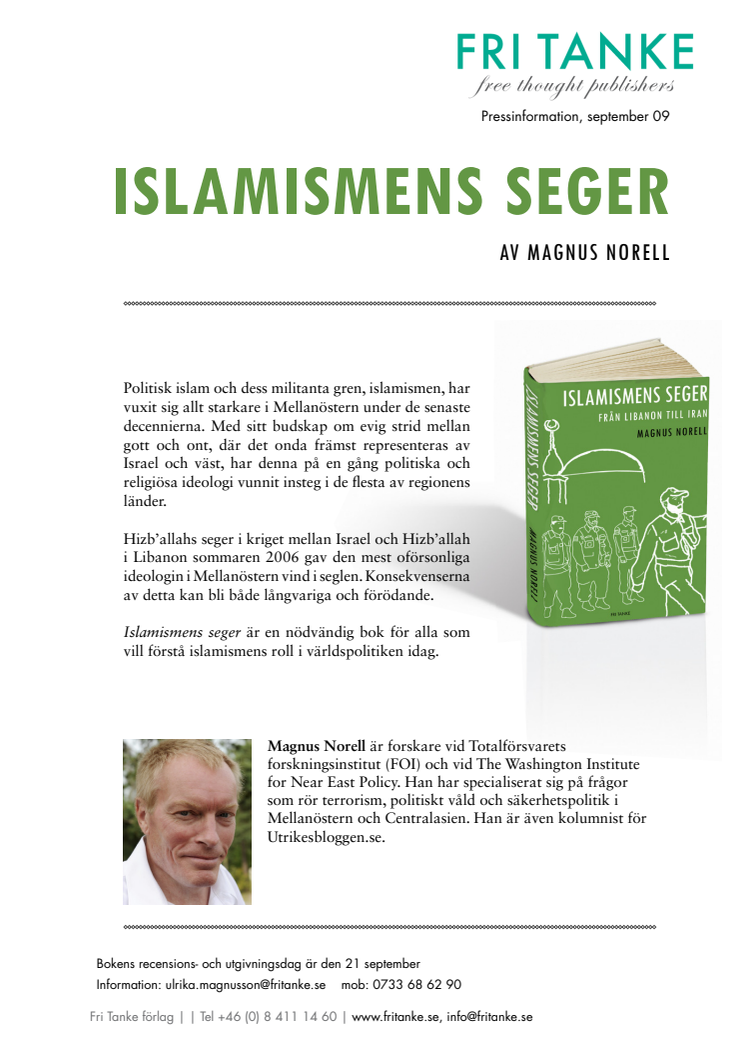 Islamismens seger - från Libanon till Iran av Magnus Norell
