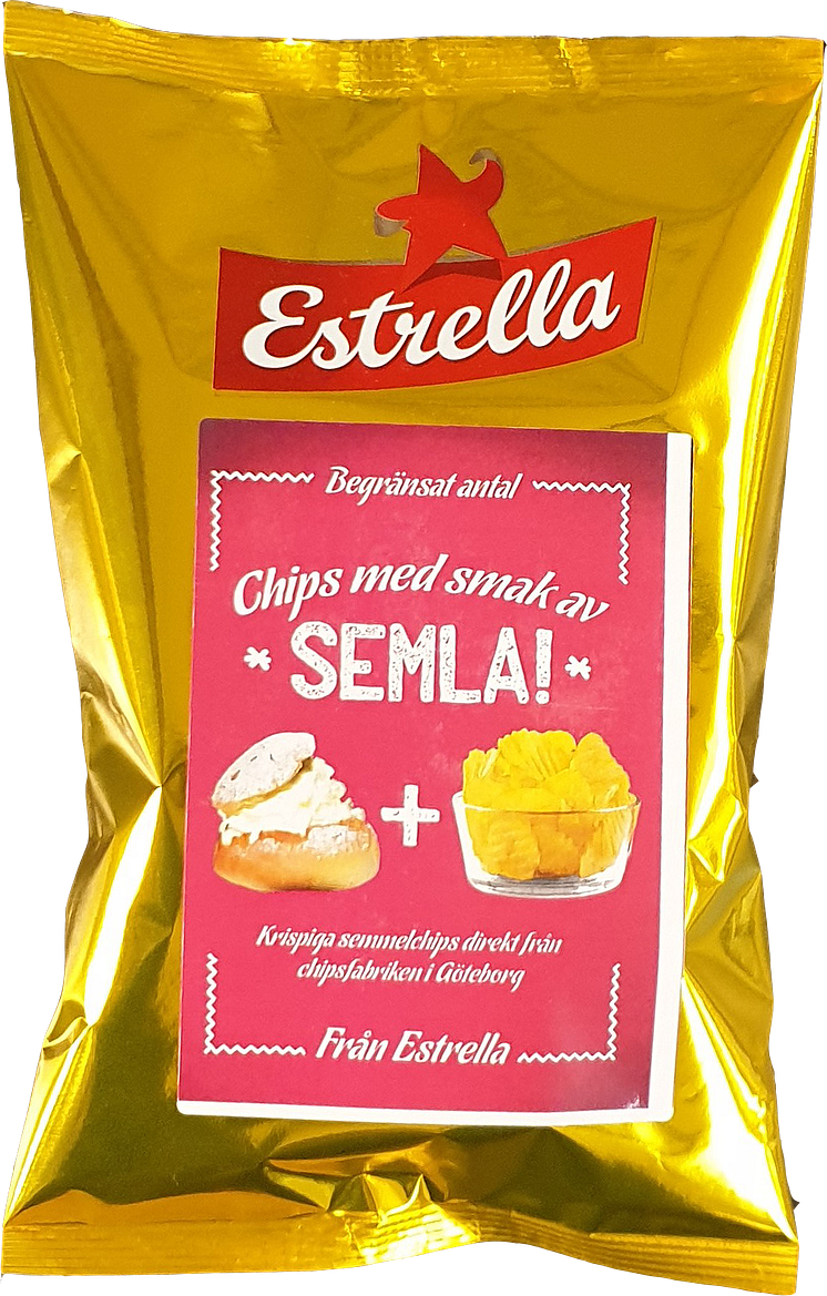 Estrella en påse semmelchips, potatischips med smak av semla 2020