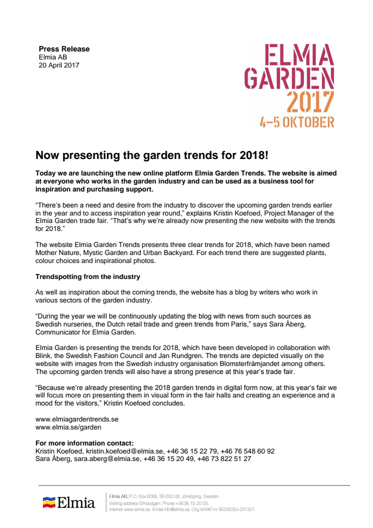 Now presenting the garden trends for 2018!