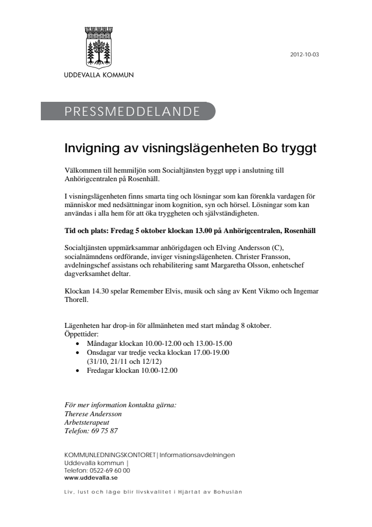 Invigning av visningslägenheten Bo tryggt